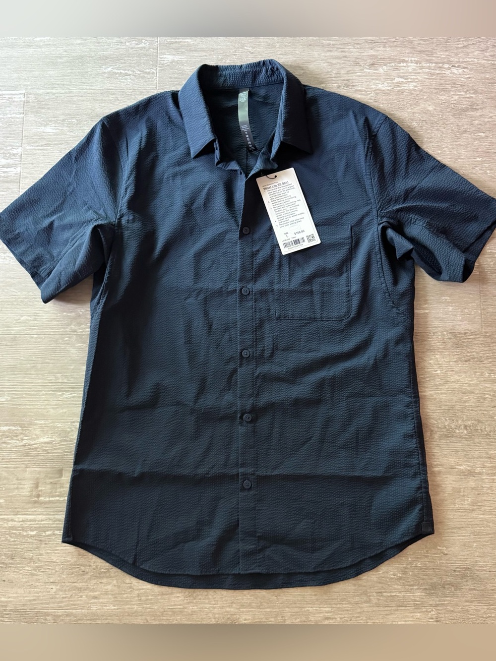 Lululemon Street Lite Shirt Sleeve Shirt True Navy blue button down NEW Mens L